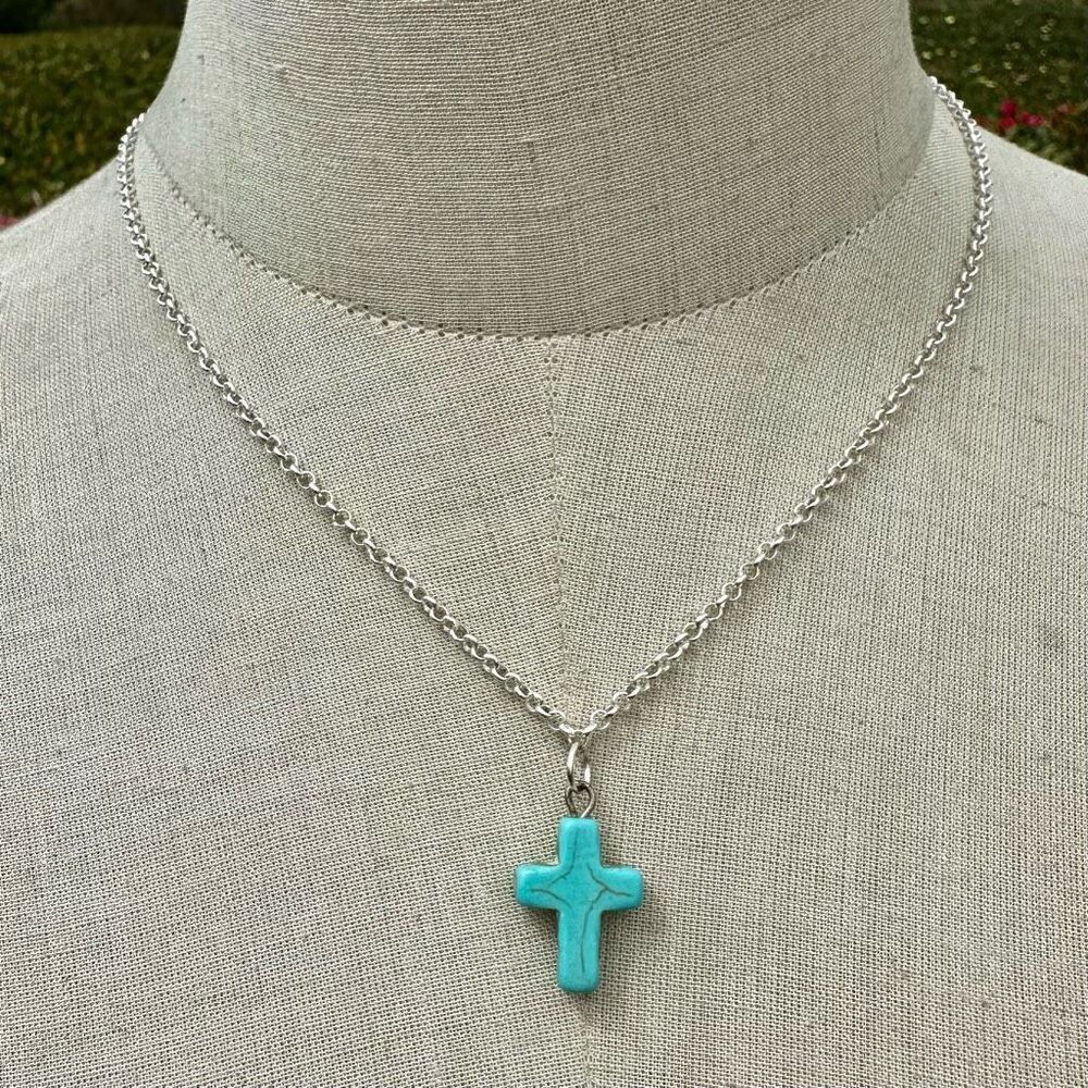 Howlite cross pendant necklace